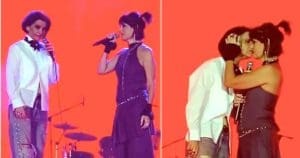 Marina Lima e Fernanda Abreu se beijam durante show em São Paulo