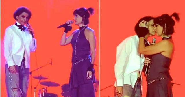 Marina Lima e Fernanda Abreu se beijam durante show em São Paulo