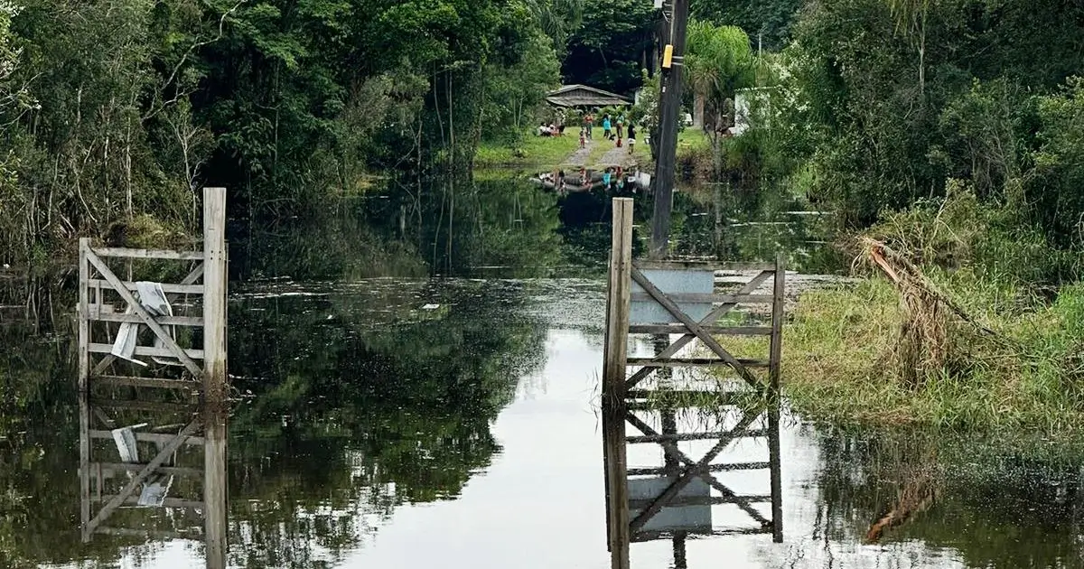 As chuvas que caem desde o fim de semana no Norte do Estado provocou alagamentos numa área indígena situada na cidade de Araquari