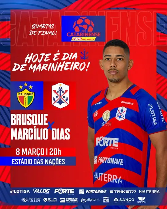As quartas de final do Campeonato Catarinense começam na noite desta sexta-feira (8) com o primeiro duelo entre Brusque e Marcílio Dias, valendo uma vaga na semifinal da competição. O jogo começa às 20h, no Estádio das Nações, em Balneário Camboriú. 