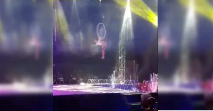 Vídeo flagra momento em que artista cai do trapézio em circo de SC