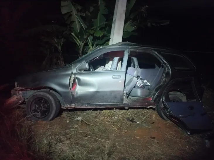 Motorista bate carro contra poste em rodovia de Luiz Alves