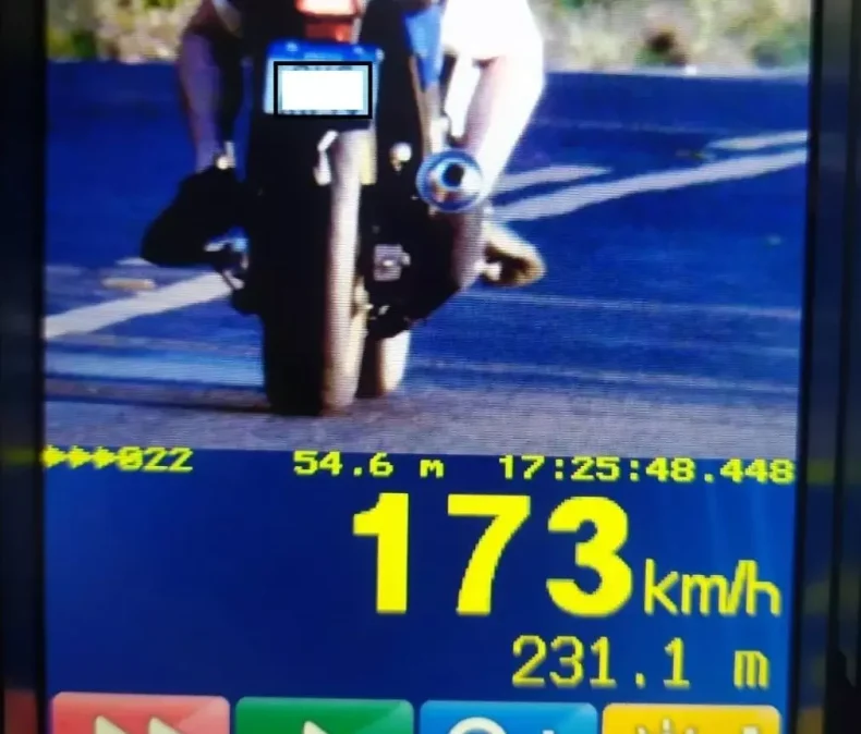 Polícia Rodoviária flagra motociclista a 173 km/h em SC