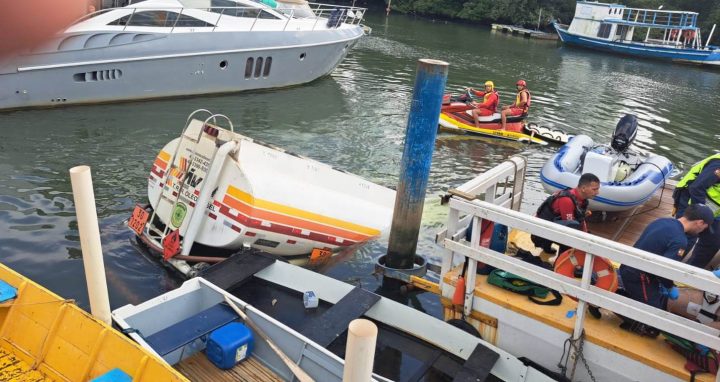 Motorista morre afogado ao cair com caminhão no Rio Camboriú