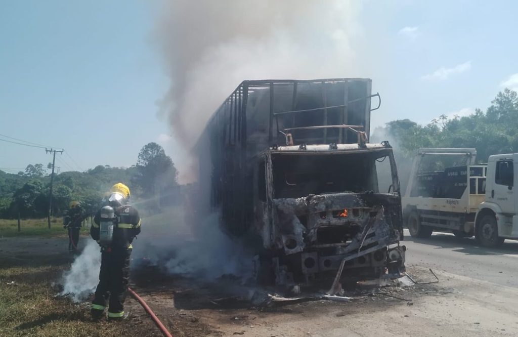 Dois incêndios e veículos na BR-101