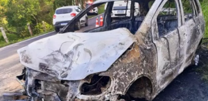 Motorista foge após bater em poste e carro pega fogo na Capital  