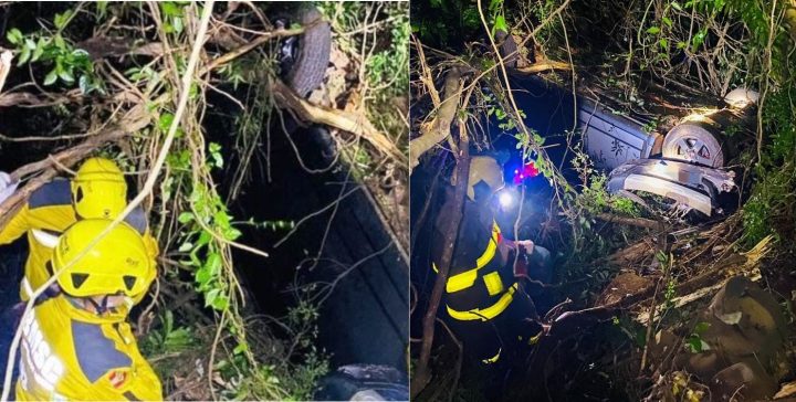 Veículo cai em ribanceira 15 metros abaixo na Serra da Formiga em SC