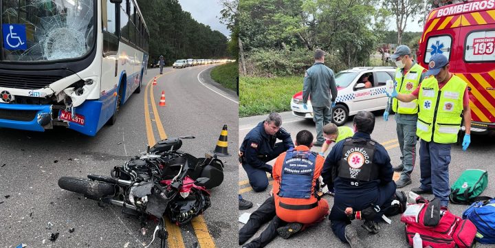 Motociclista morre ao bater de frente em ônibus na SC-406