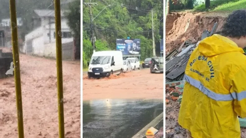 Blumenau registra alagamentos e deslizamentos nessa sexta-feira