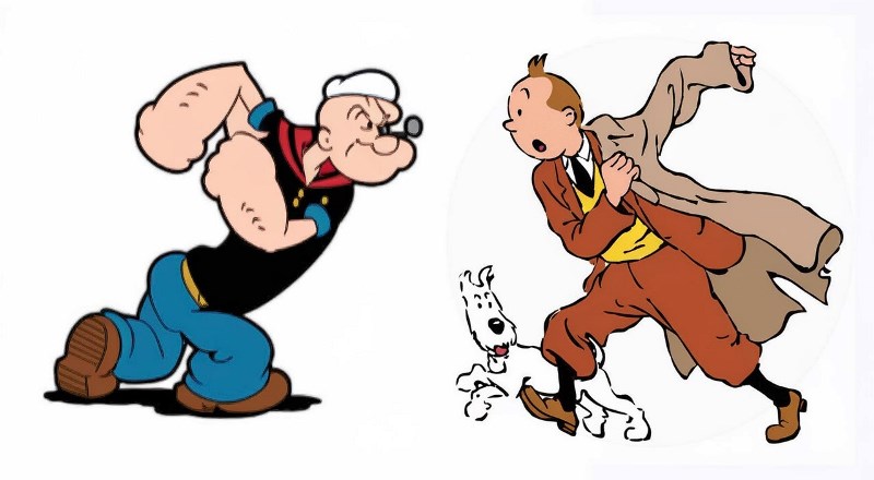 Perto de comemorar 100 anos, Popeye e Tin Tin entram em domínio público