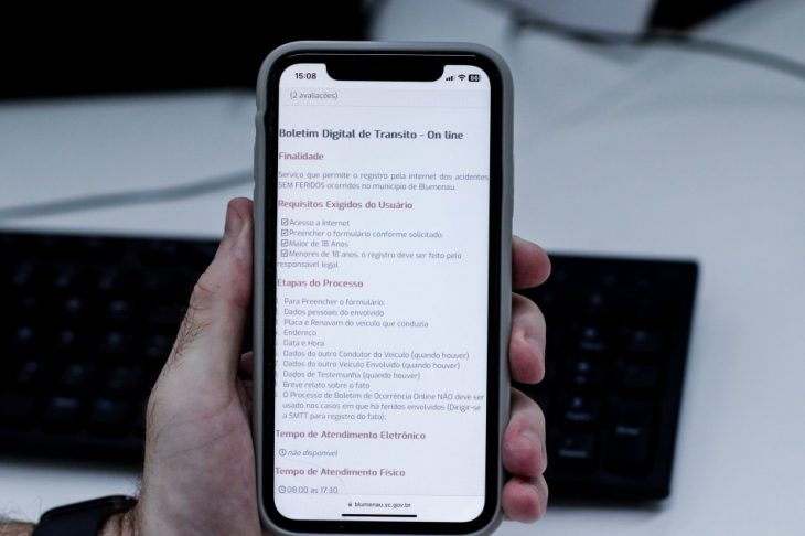 Registro de acidentes de trânsito em Blumenau será digital; saiba como fazer