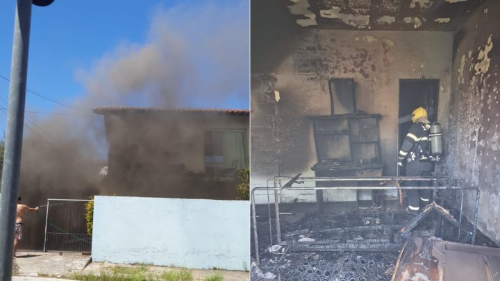 Bombeiros combatem princípio de incêndio em casa em Biguaçu