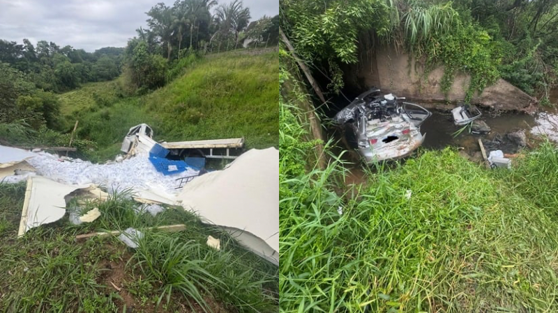 Vídeo: acidente entre carro e caminhão mata motorista