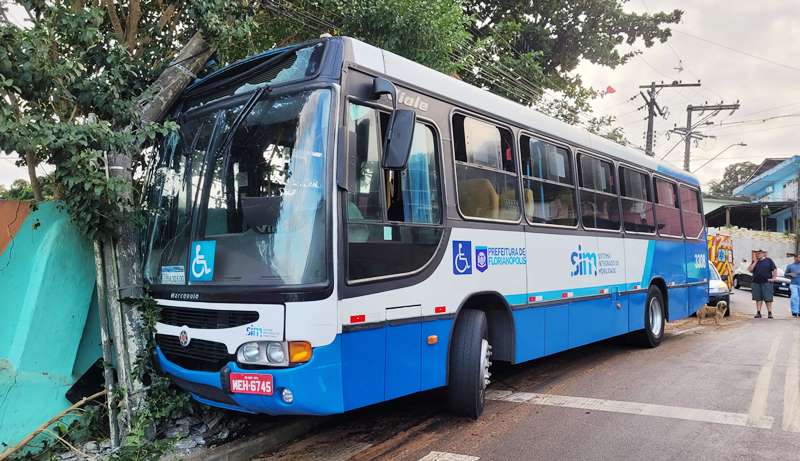 Ônibus derruba poste e deixa bairro sem energia por oito horas