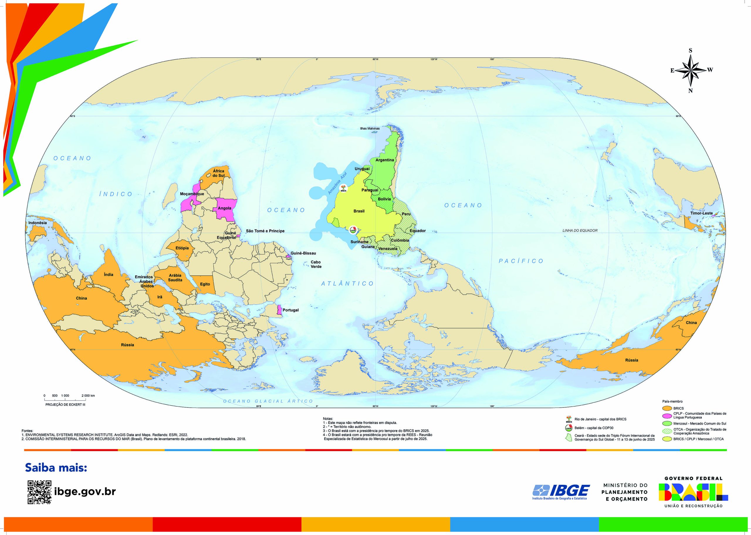 De ponta-cabeça? Nova perspectiva do mapa-múndi mantém Brasil no centro do mundo
