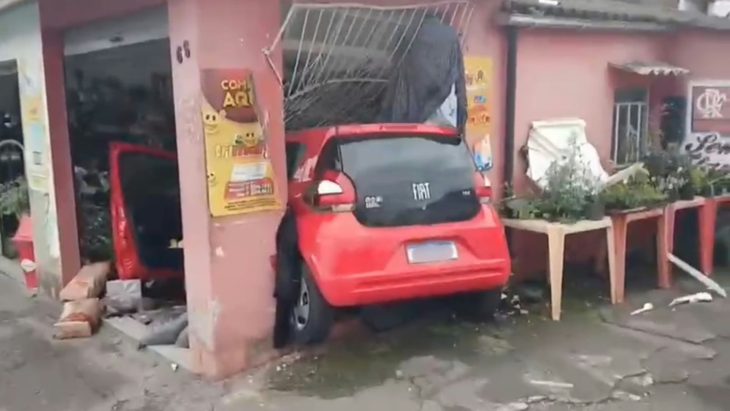 Vídeo: adolescente perde controle do carro e invade floricultura
