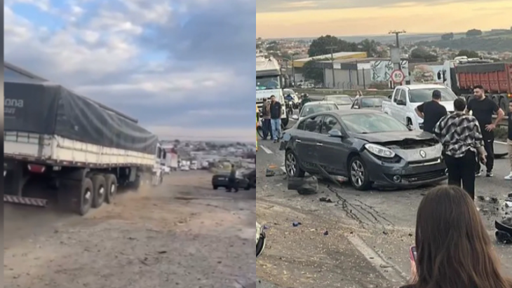 Vídeo: caminhão desgovernado provoca grave acidente com dezenas de feridos