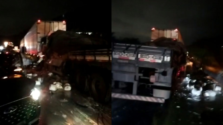 Motorista morre em engavetamento com cinco veículos na BR-101