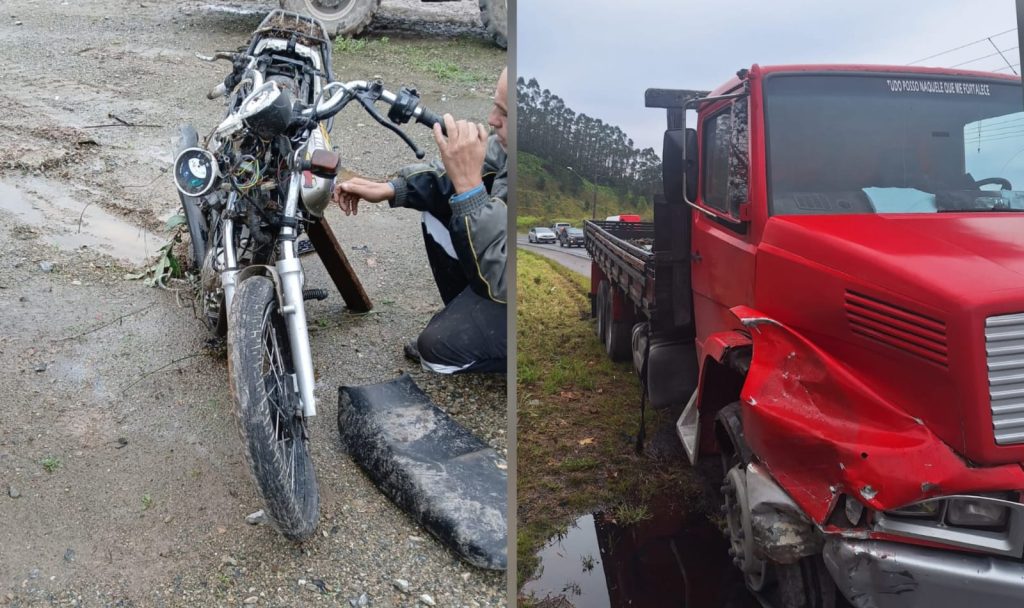 Motociclista sem CNH perde a perna em acidente em Brusque
