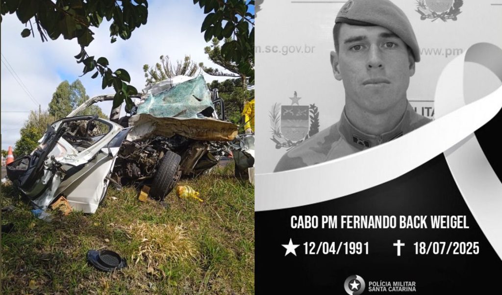 Policial Militar de SC, irmã e filho morrem em colisão frontal com caminhão