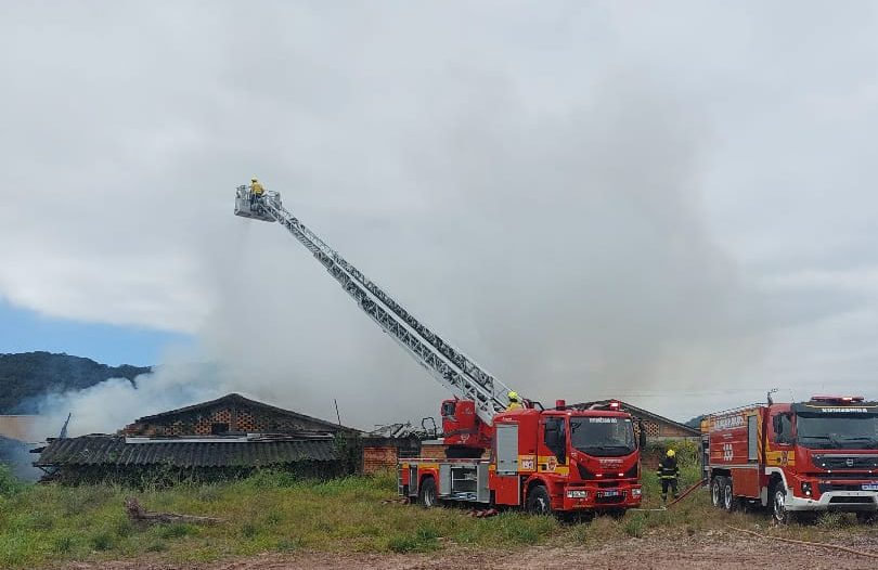Vídeo: incêndio destrói galpão de fábrica de móveis no Vale
