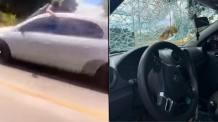 Vídeo: marido se pendura em carro em movimento após ataque de ciúmes