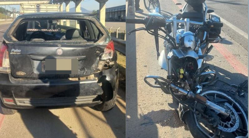 Motociclista fica em estado grave após colidir em carro