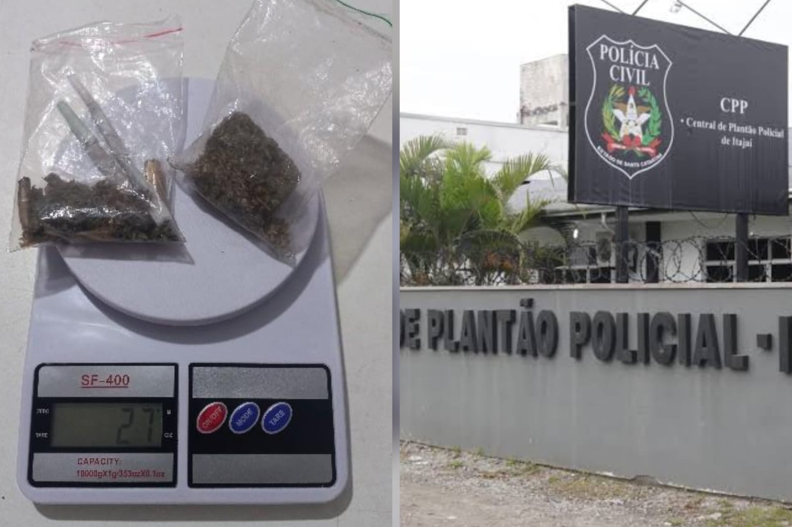 Pai é conduzido à delegacia após filho menor ser flagrado com maconha pela