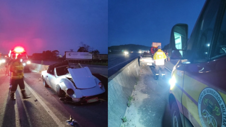 Acidente entre carro e caminhão deixa motorista ferido