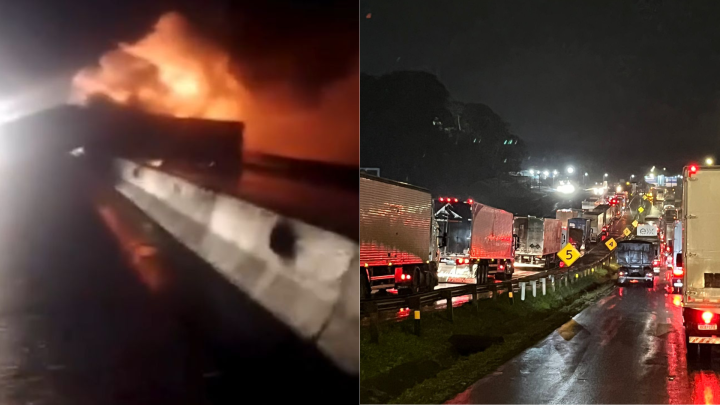 Vídeo: acidente grave bloqueia BR-101 e causa longas filas em SC