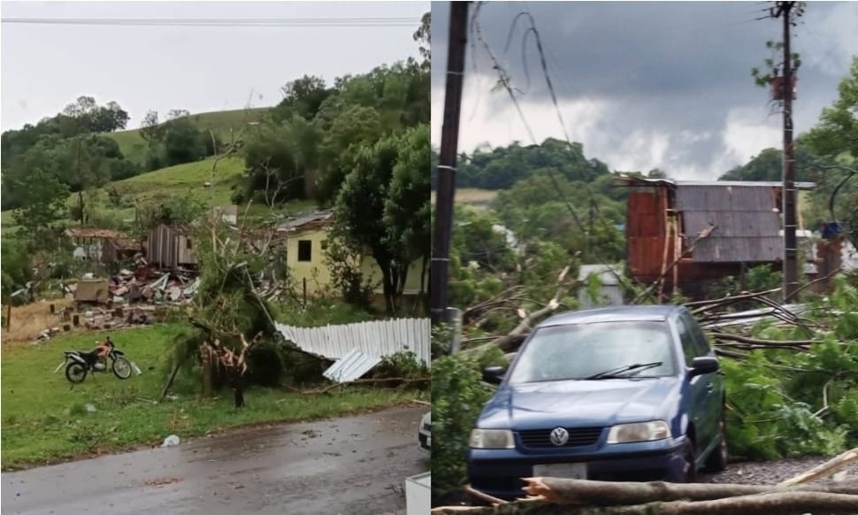 Ciclone deixa rastros de destruição e moradores sem luz em cidades de SC