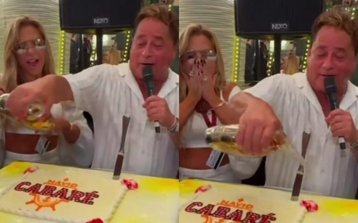 Vídeo: Leonardo joga cachaça em bolo e reação de esposa viraliza