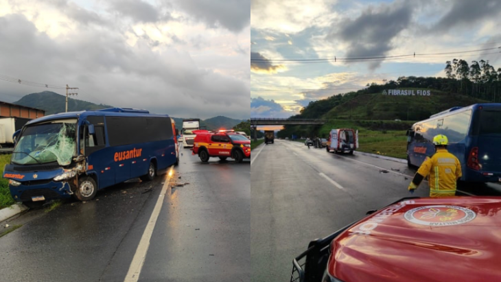 Engavetamento com ônibus escolar e dois veículos deixa seis feridos
