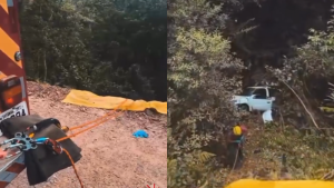 Vídeo: motorista sobrevive ao cair em ribanceira de 15 metros