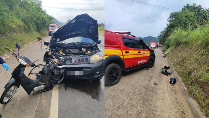 Acidente entre carro e moto mata dois homens na BR-470