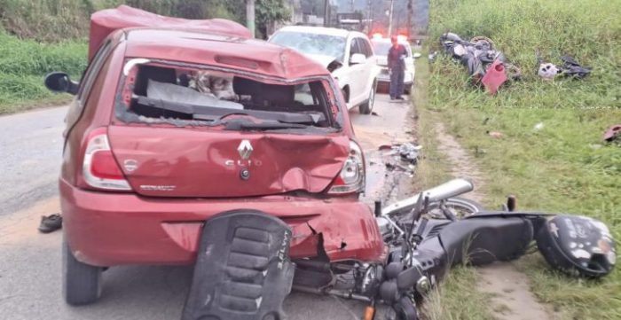 Vídeo: acidente com quatro veículos deixa motociclista em estado grave