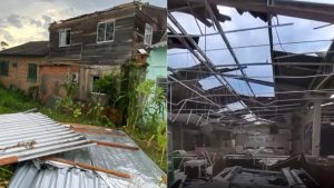 Vídeos: temporal causa destelhamentos e estragos em cidades catarinenses