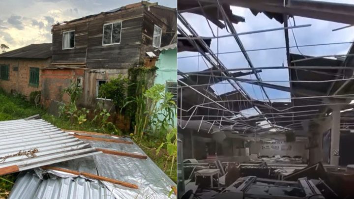 Vídeos: temporal causa destelhamentos e estragos em cidades catarinenses