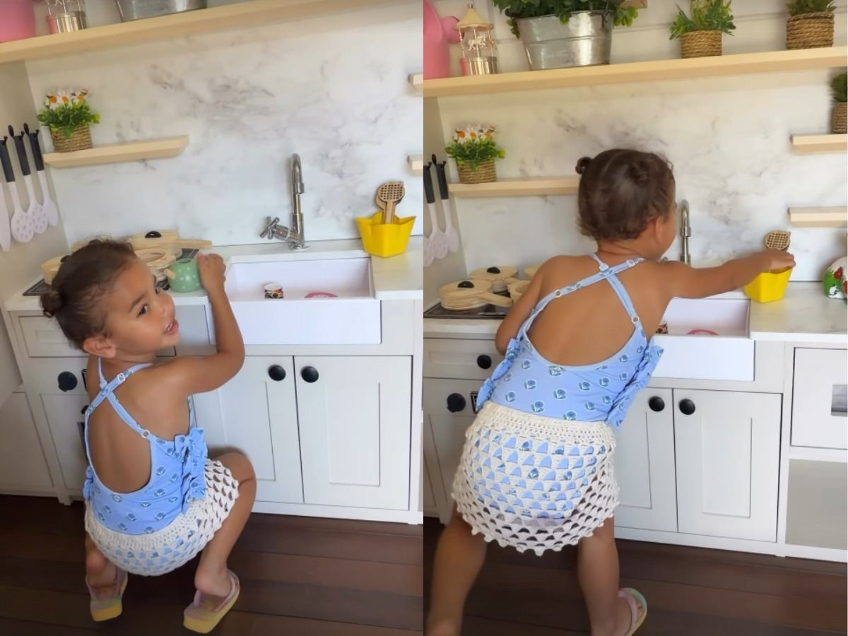 Mavie encanta a web ao brincar em cozinha infantil