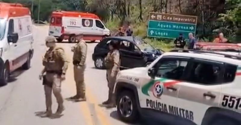 Vídeo: acidente na BR-282 deixa motociclista em estado grave