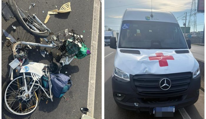Ciclista morre após colisão com ambulância na rodovia Antônio Heil
