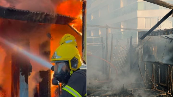 Vídeo: conhecido quiosque é destruído por incêndio em praia