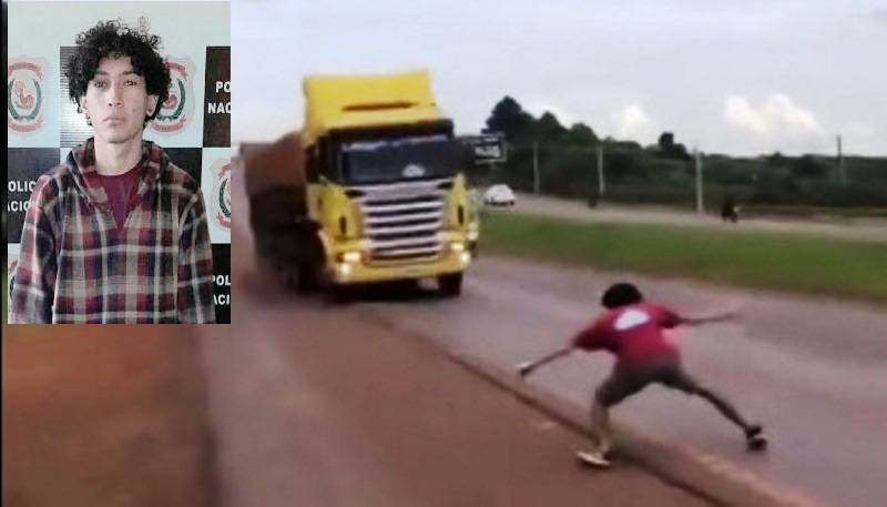 Vídeo: Jovem é preso após brincadeira perigosa em rodovia