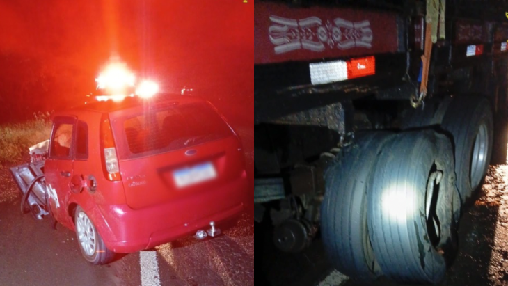 Colisão frontal entre caminhão e carro deixa um morto na BR-470
