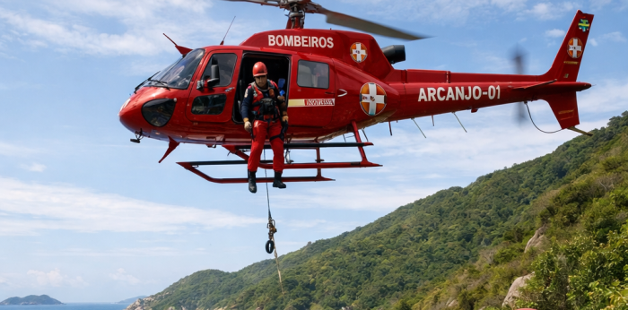Mulher passa mal em trilha e é socorrida por helicóptero em Florianópolis