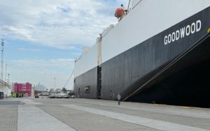 Carros de luxo são desembarcados no Porto de Itajaí