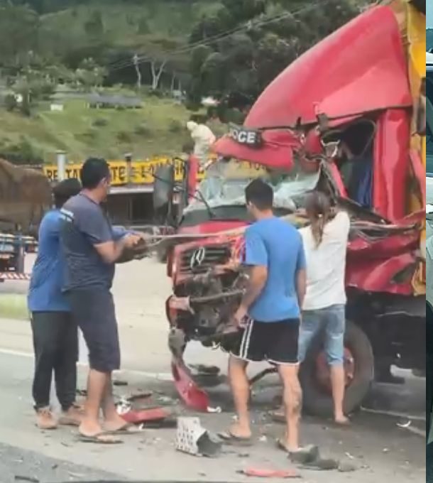 Colisão entre caminhões paralisa a BR-101 e provoca fila quilométrica em Tijucas