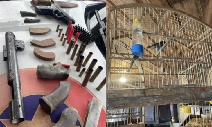 Denúncia de cativeiro ilegal leva PM a descobrir oficina clandestina de armas