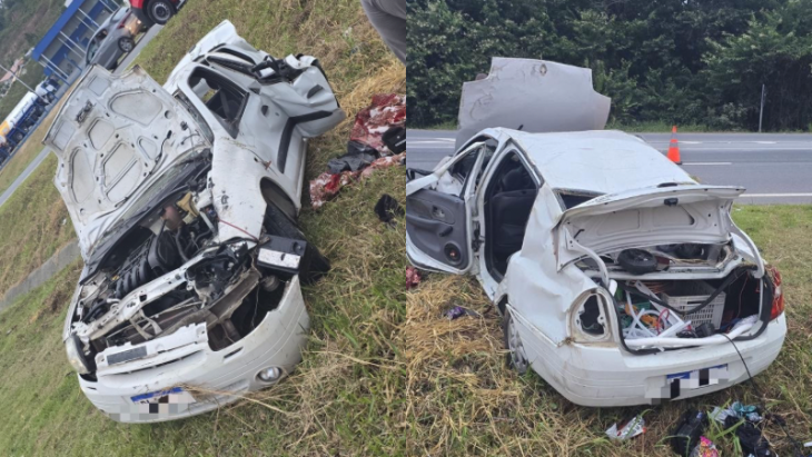 Três irmãs ficam feridas após capotamento na BR-470