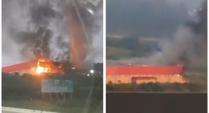 VÍDEOS: incêndio de grandes proporções atinge antiga Fiação Renaux em Brusque